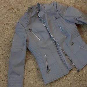 YMI size small, gray leather jacket